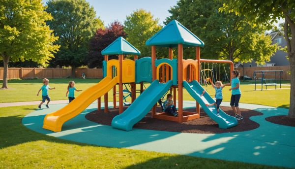 Jeux exterieurs securises pour enfants heureux
