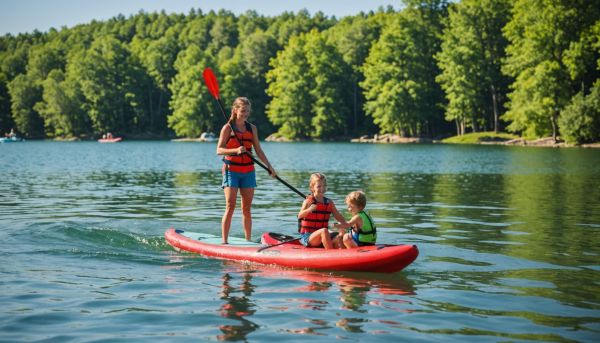 Loisirs aquatiques pour toute la famille heureuse